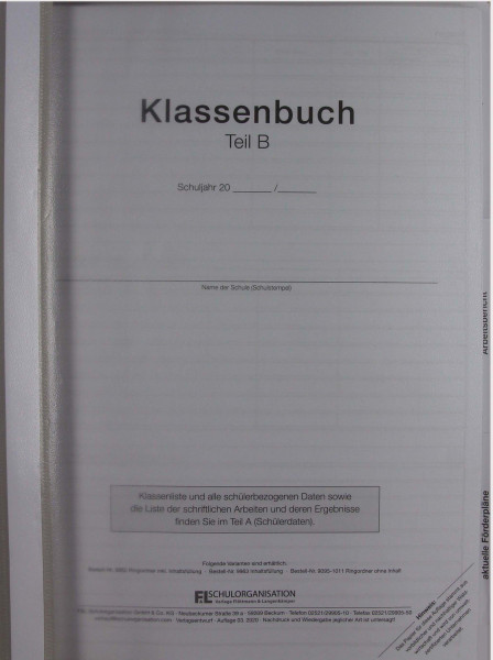 Klassenbuch FOS Teil B stundenweise, LoseBlatt