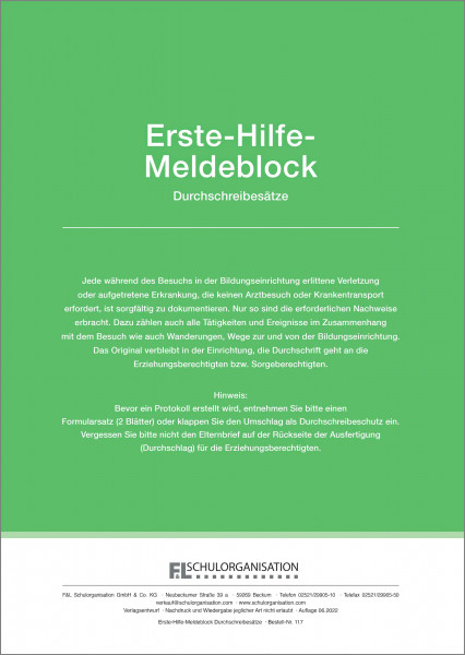 Erste-Hilfe-Meldeblock