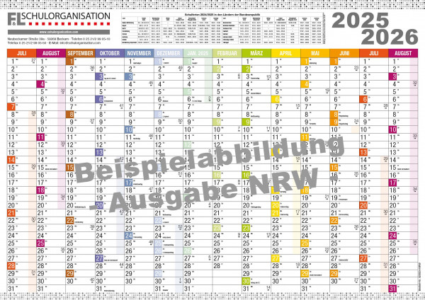 Schuljahreswandplaner NRW Ausgabe 2025/2026