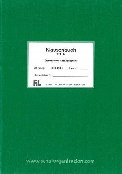 Schülerdaten Realschule Klassenbuch Teil A 2025/2026