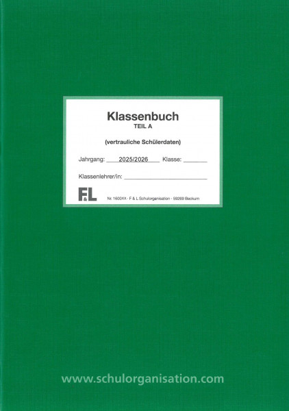 Schülerdaten Gymnasium Klassenbuch Teil A 2025/2026